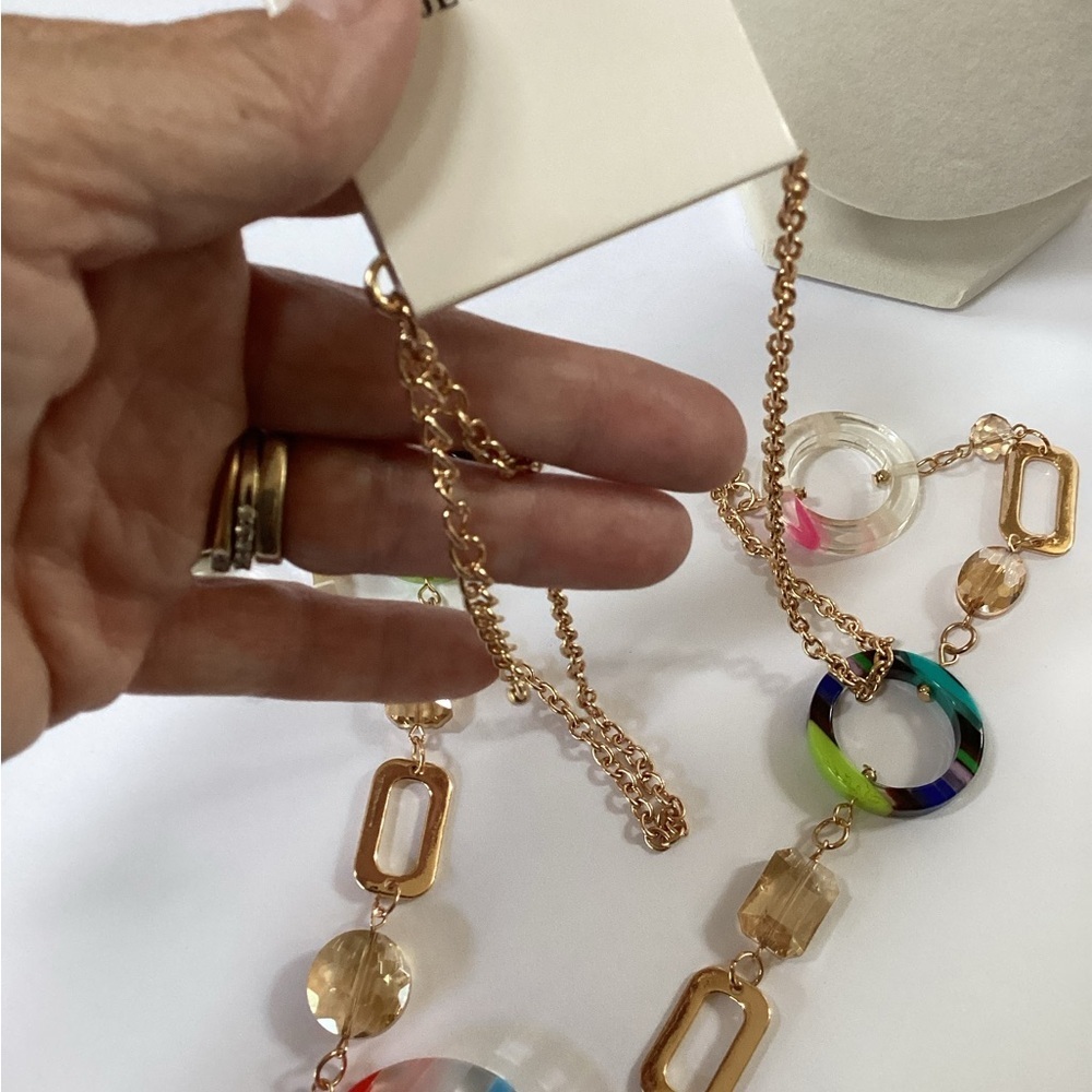 Fashion Jewelry Multicolor and Gold Tone Long Necklace, NWT - Picture 4 of 4